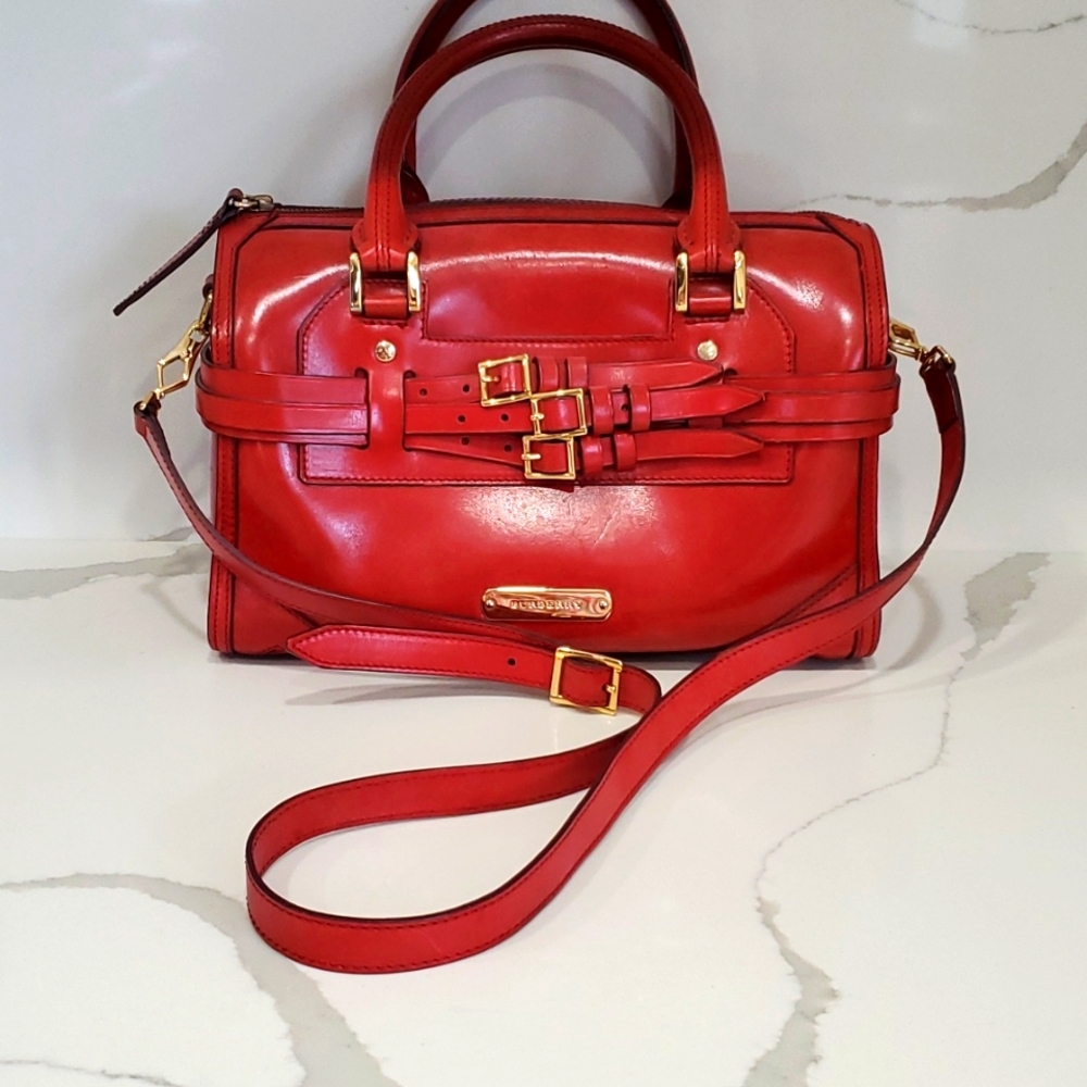 Authentic Burberry Red Leather Bag